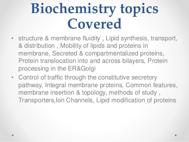 biochemistry assignment topics