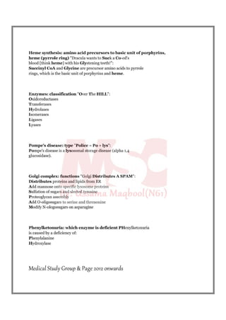 Biochemistry mnemonics 