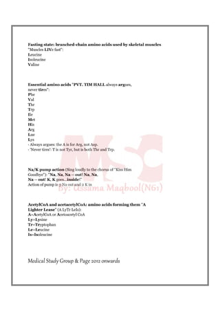 Biochemistry mnemonics 