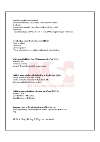 Biochemistry mnemonics 