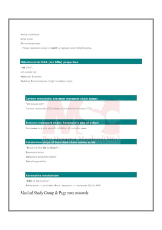 Biochemistry mnemonics 