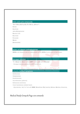 Biochemistry mnemonics 
