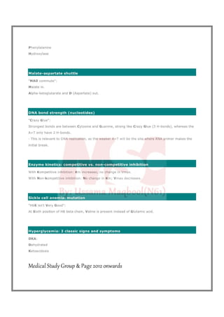 Biochemistry mnemonics 