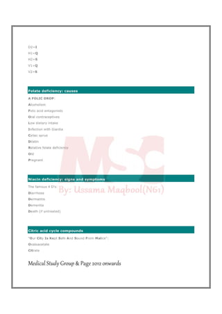 Biochemistry mnemonics 