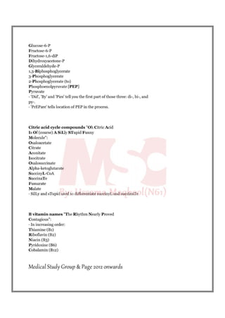 Biochemistry mnemonics 
