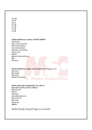 Biochemistry mnemonics 