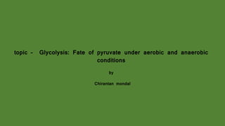 Chirantan mondal
topic – Glycolysis: Fate of pyruvate under aerobic and anaerobic
conditions
by
 