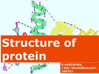 s
Structure of
protein
R.HARISHMA,
I MSC MICROBIOLOGY,
18PY07.
 