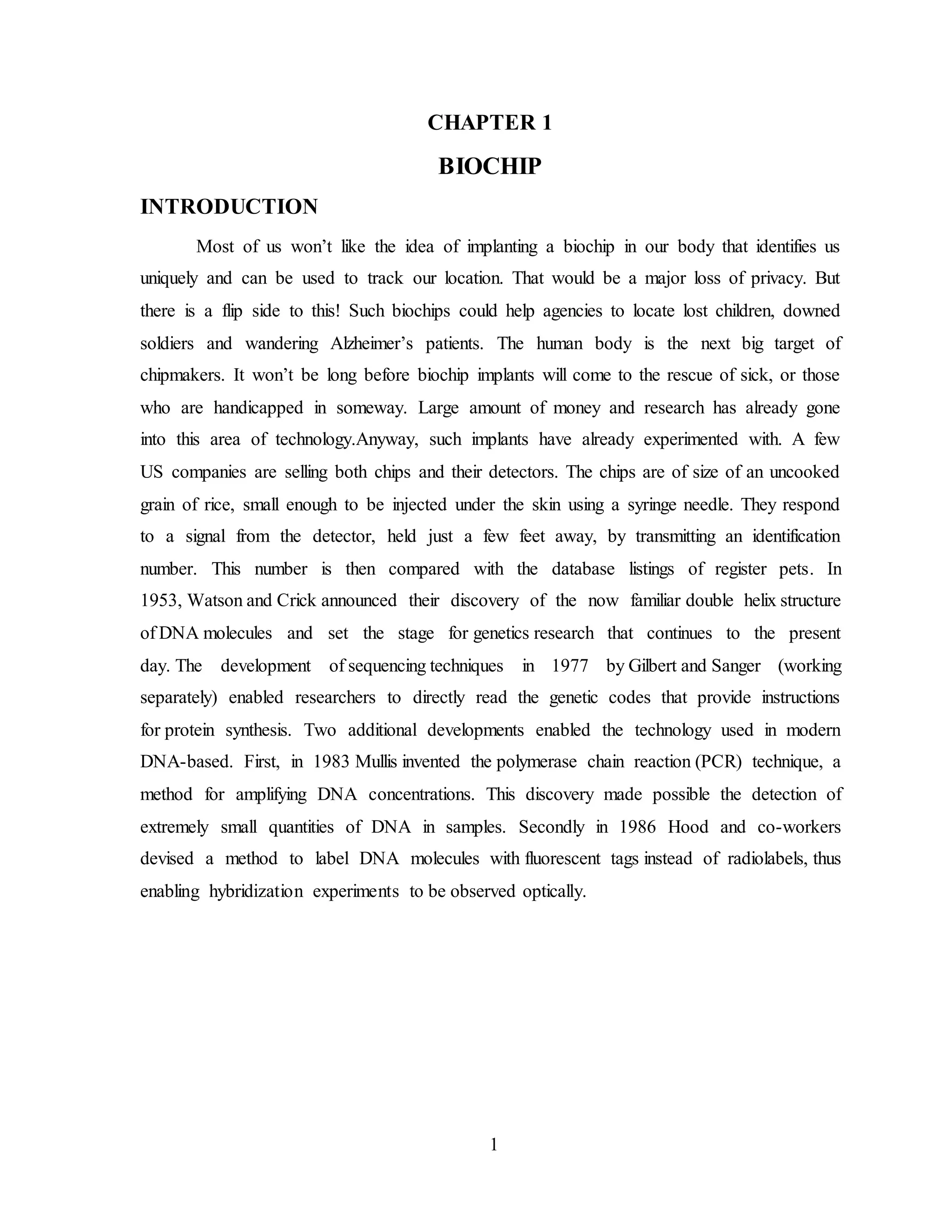 Biochip seminar report | DOCX