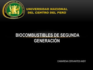BIOCOMBUSTIBLES DE SEGUNDA
GENERACIÓN
CAMARENA CERVANTES ANDY
 