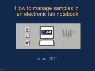 How to manage samples in  an electronic lab notebook June  2011 ©Axiope 