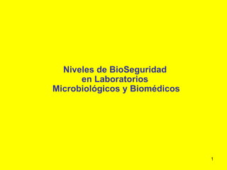 Niveles de BioSeguridad  en Laboratorios  Microbiológicos y Biomédicos 