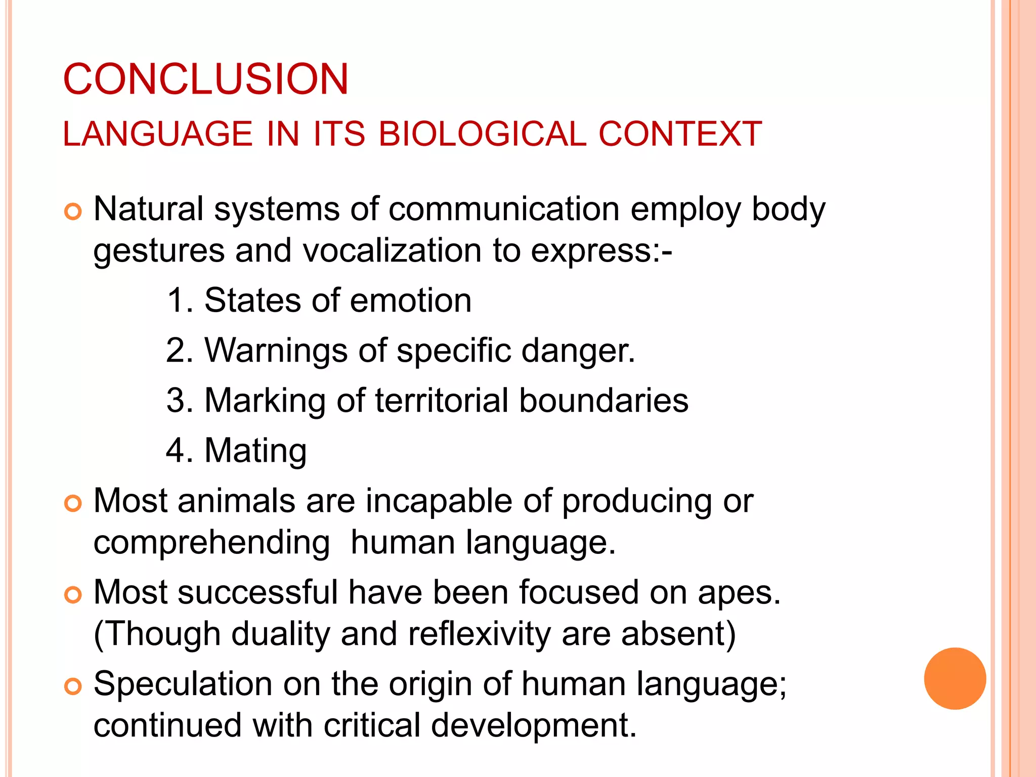 ii) Teaching Chimpanzees To Use                                    Tokens & KeysSystems of arbitrary signs made up of plastic tokens or keys on keyboards labelled with simple symbols. Examples:  X = chocolate,      = bananaReplaced by light-up keys on computer keyboards & symbols on portable keypad.FINDINGS: Longer Utterances:-	Repetition with no attempt to elaborate or reformulate messages.