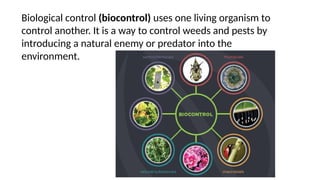 Biological control (biocontrol) uses one living organism to control ...