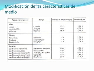 Modificación de las características del
medio
 