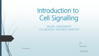 Introduction to
Cell Signalling
BY:
Rakshita
Srivastava
17BCB0116
DIGITAL ASSIGNMENT
CELLBIOLOGY AND BIOCHEMISTRY
 