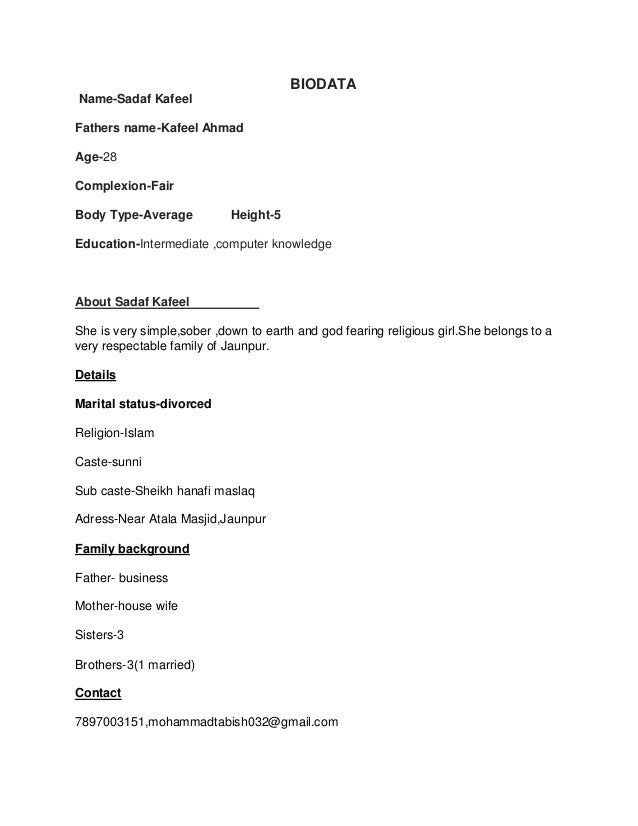 biodata types of bio data