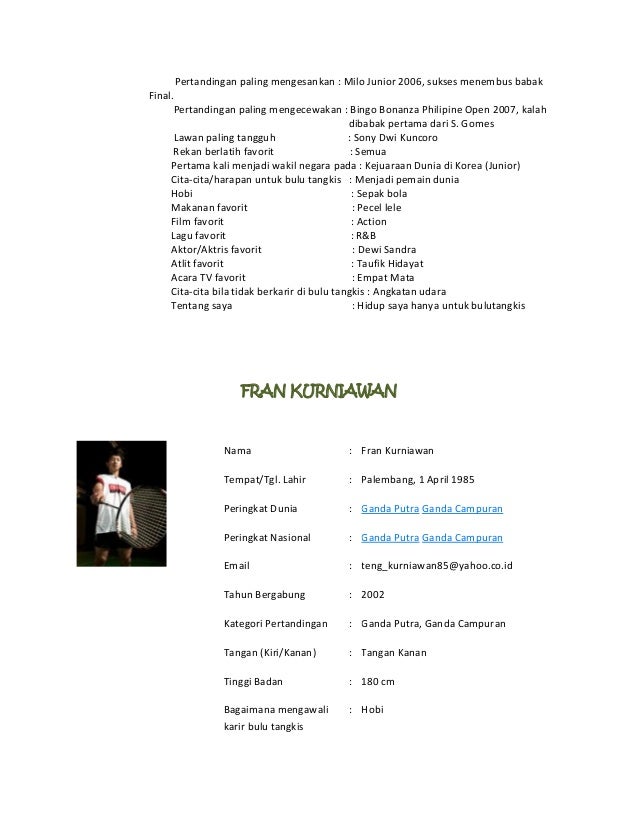 Biodata Atlet