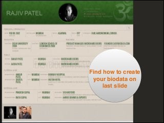 Find how to create !
your biodata on !
last slide

 