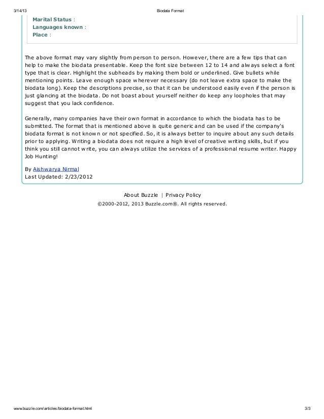 biodata format what to write in biodata