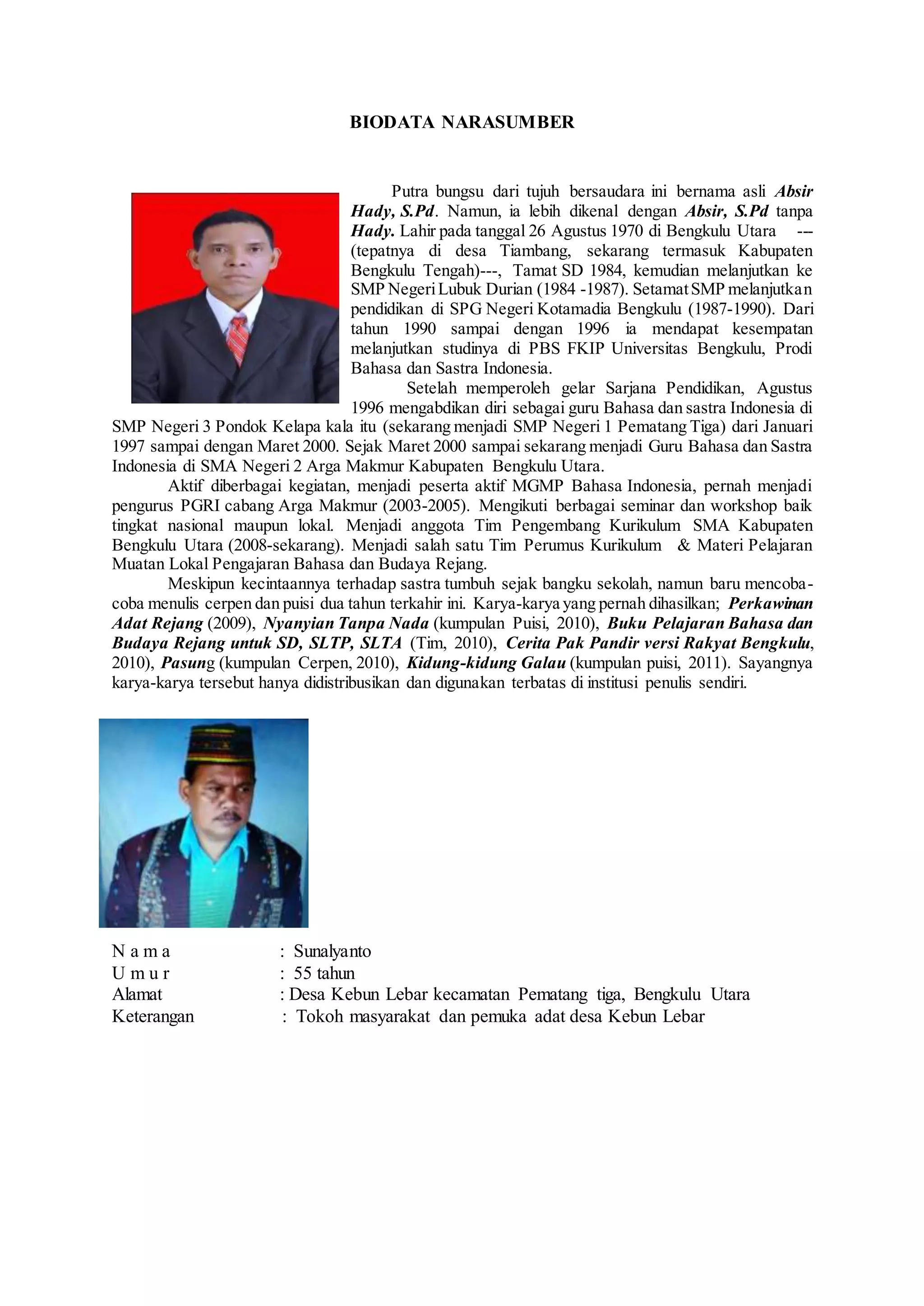 Biodata narasumber | PDF