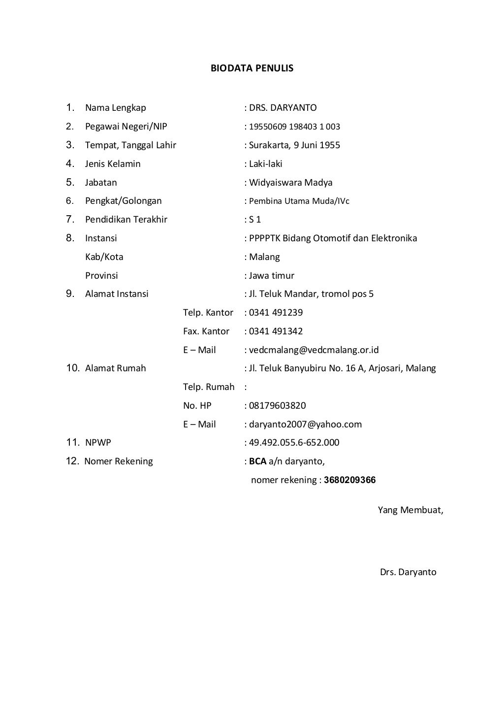 Foto Biodata Penulis