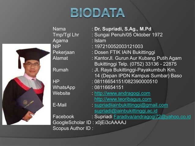 Biodata Dr. Supriadi, S.Ag., M.Pd