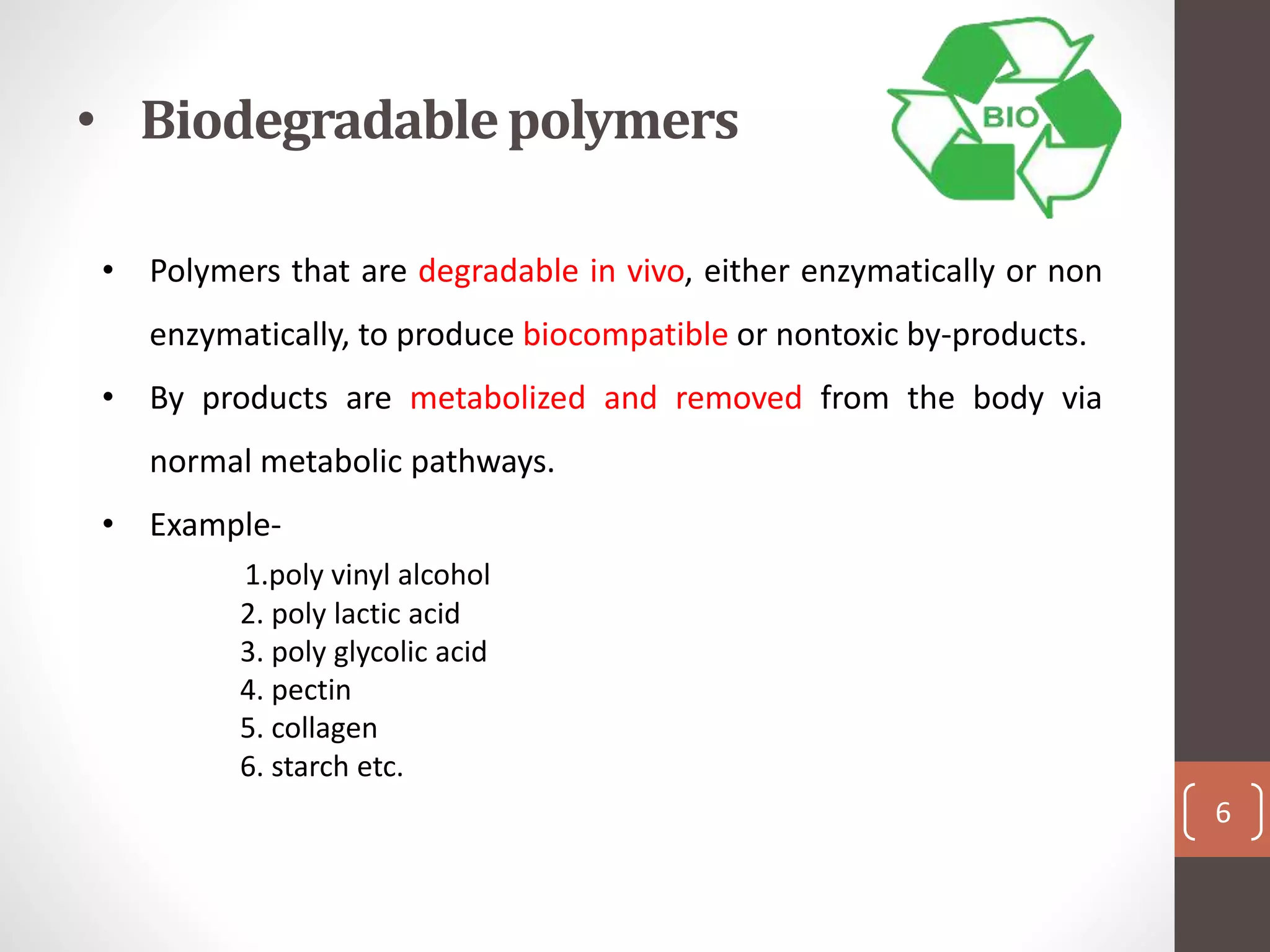 Biodegradable polymer in drug delivery | PPT