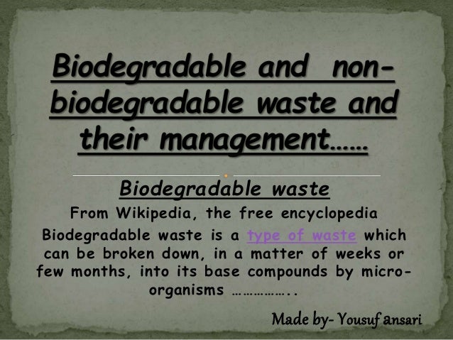Non biodegradable waste essay writer