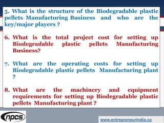 Biodegradable Plastic Pellets Manufacturing Industry