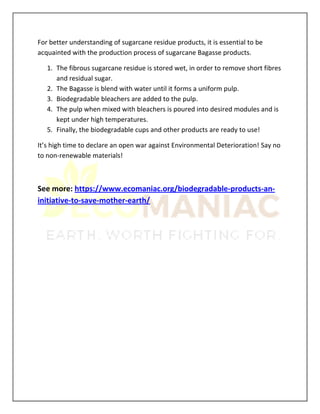 Biodegradable Products – An initiative to save Mother Earth! | PDF