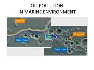 OIL POLLUTION
IN MARINE ENVIRONMENT
 