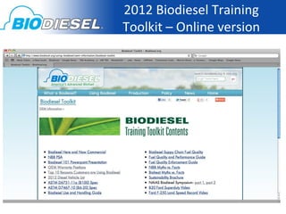 2012 Biodiesel Training
Toolkit – Online version
 