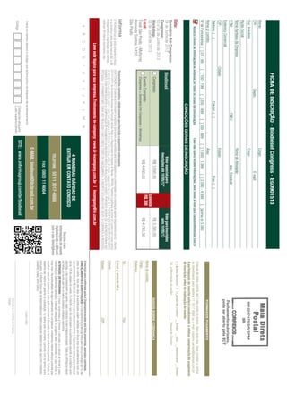 E-MAIL:biodiesel@ibcbrasil.com.br
CONDIÇÕESGERAISDEINSCRIÇÃO
ABCDEFGHIJKLMN
Insiranocampoabaixoocódigoqueseencontranaetiquetadeendereçamento
Código
Códigodaetiqueta
Ladosuperiordireito
LocaleData
AssinaturaeCarimbodaEmpresa
Cargo:
DADOSSOBRECOBRANÇA
Nomedocontato:
Cargo:
E-mailp/enviodeNF-e:
Tel.:Fax:
Endereço:
Cidade:
Estado:CEP:
Data:
Local:
4MANEIRASRÁPIDASDE
ENTRAREMCONTATOCONOSCO
TELEFONE:55113017-6888
FAX:0800114664
TivoliSãoPaulo-Mofarrej
AlamedaSantos,1437
SãoPaulo
SeminárioPré-Congresso:
04deJunhode2013
Congresso:
05e06deJunhode2013
Workshop:
06deJunhode2013
Nome:Cargo:
CPF:Depto.:E-mail:
RazãoSocial:
NomeFantasiadaEmpresa:RamodeAtividade:
CCM:CNPJ:Insc.Estadual:
EndereçoComercial:
CEP:Cidade:Estado:
Telefone:()Celular:()Fax:()
NºdeFuncionários:[]01-99[]100-199[]200-499[]500-999[]1.000-1.999[]2.000-4.999[]acimade5.000
Sup.Imediato:Cargo:
Nomep/contato:Área:
Autorizooenviodeinformaçõesdaempresaportodososcanaisdecomunicação.Casonãoqueirareceberinformações,favorenviare-mailparacadastro@ibcbrasil.com.br
FICHADEINSCRIÇÃO-BiodieselCongress-EG0901513

SITE:www.informagroup.com.br/biodiesel
9912247475-DR/SPM
IIR
OInformaGroupplcestápresentenoBrasil
enaAmericaLatinapelasmarcasIBCeIIR.
PlanejamentoeOrganizaçãodoseventos
noBrasil:IIRInformaSemináriosLtda.
Valorespecialpara
inscriçõesaté10/05/13*
Valorparainscrições
após10/05/13
Biodiesel
CongressoR$3.095,00R$3.395,00
EventoCompleto
(Congresso+SeminárioPré-Congresso+Workshop)
R$4.495,00R$4.795,50
Economize
R$300
Fechamentoautorizado,
podeserabertopelaECT
Recebamais
informaçõesdoevento
digitalizandooQRcode
comoseuSmartphone
[]BoletoBancário[]CartãodeCrédito*__Amex__Visa__Mastercard__Diners
FORMASDEPAGAMENTO
Emissãodeboletorestritaaté3diasantesdoevento.Apósestadata,favorcontataraCentral
deAtendimentopelotelefone1130176888oue-mailcustomer.service@ibcbrasil.com.br
Aparticipaçãodoinscritoestarácondicionadaàefetivacomprovaçãodepagamento
dainscriçãoantesdarealizaçãodoevento.
Tel.p/Informaçãodocartão:______________PessoadeContato:_________________
Leveestetópicoparasuaempresa.Treinamentoin-company:www.iir-incompany.com.br|incompany@iir.com.br
*Descontonãocumulativo,válidosomenteparainscriçãoepagamentoantecipados.
(1)ATENÇÃO:Osvaloresacimaincluemosimpostosquedevemserrecolhidospelafontepagadoraemconformidadecomalegislaçãovigente(RegulamentodoISS-Decreto
53.151/2012daSecretariaMunicipaldeFinançasdeSãoPauloeoRegulamentodoImpostodeRenda–RIR/99).Pedimosagentilezadeentraremcontatocomnossacentral
deatendimentoparadetalhessobreovaloraserpagoparaaIIRInformaSeminários,antesdeefetuaropagamentodainscrição.(2)APARTICIPAÇÃODOINSCRITONOEVENTO
SOMENTESERÁPERMITIDAAPÓSACOMPROVAÇÃODEPAGAMENTODAINSCRIÇÃOANTESDAREALIZAÇÃODOEVENTO.PORTANTOMESMOQUEAINSCRIÇÃOTENHASIDO
EFETUADAEOPAGAMENTONÃOTENHASIDOREALIZADOENÃOCONSTEPEDIDODECANCELAMENTO,OINSCRITODECLARAESTARCIENTEDACOBRANÇADAINSCRIÇÃO.
AinscriçãoseráconﬁrmadaapósaOrganizadorareceberestaﬁchapreenchida,assinadaecarimbada.
CANCELAMENTOSESUBSTITUIÇÕES:Oscancelamentospodemserfeitossemônusouencargosaté10dias
antesdoevento.Apósestadata,assubstituiçõespodemserfeitassemônus,masoscancelamentosterãouma
taxaadministrativadeR$500,00.Emtodososcasos,solicitamosinformaraOrganizadorasobrequalqueralteração
atéàs12hdavésperadoevento.Osinscritosquenãocancelaremsuaparticipaçãosegundoascondiçõesacima
descritas,enãocompareceremaoevento,serãocobradosnovalorintegralacordado.Todasasnotiﬁcaçõesdevem
serfeitasporescritopelofax,e-mailouendereçoindicadosnestaﬁcha.
ALTERAÇÃODEPROGRAMA:Onossocompromissoéforneceradiscussãoeoestudodetemasecasos
relevantesporpalestranteshabilitados.Eventuaisalteraçõesnoprogramaserãodecorrentesdecasofortuitoou
forçamaior.Naeventualidadedealgumpalestrantenãocomparecer,envidaremosmaioresesforçospossíveispara
substituiroexecutivoausenteporoutroaptoapromoveradiscussãodotemaconformeprogramado.Contudo,tal
empenhonãoimplicaemgarantiadasubstituição.Aoassinarestedocumento,concordocomostermosacima
pactuados.OInformaGroupnãoseresponsabilizaporobjetospessoaisdeixadosemsala,taiscomonotebooks,
celulares,bolsas,entreoutros.
 