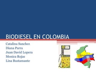 BIODIESEL EN COLOMBIA  Catalina Sanchez Diana Parra Juan David Lopera Monica Rojas Lina Bustamante 