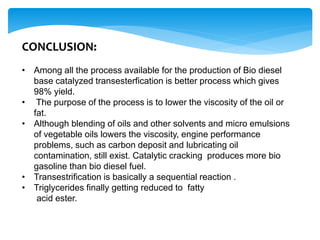 Bio diesel production | PPTX