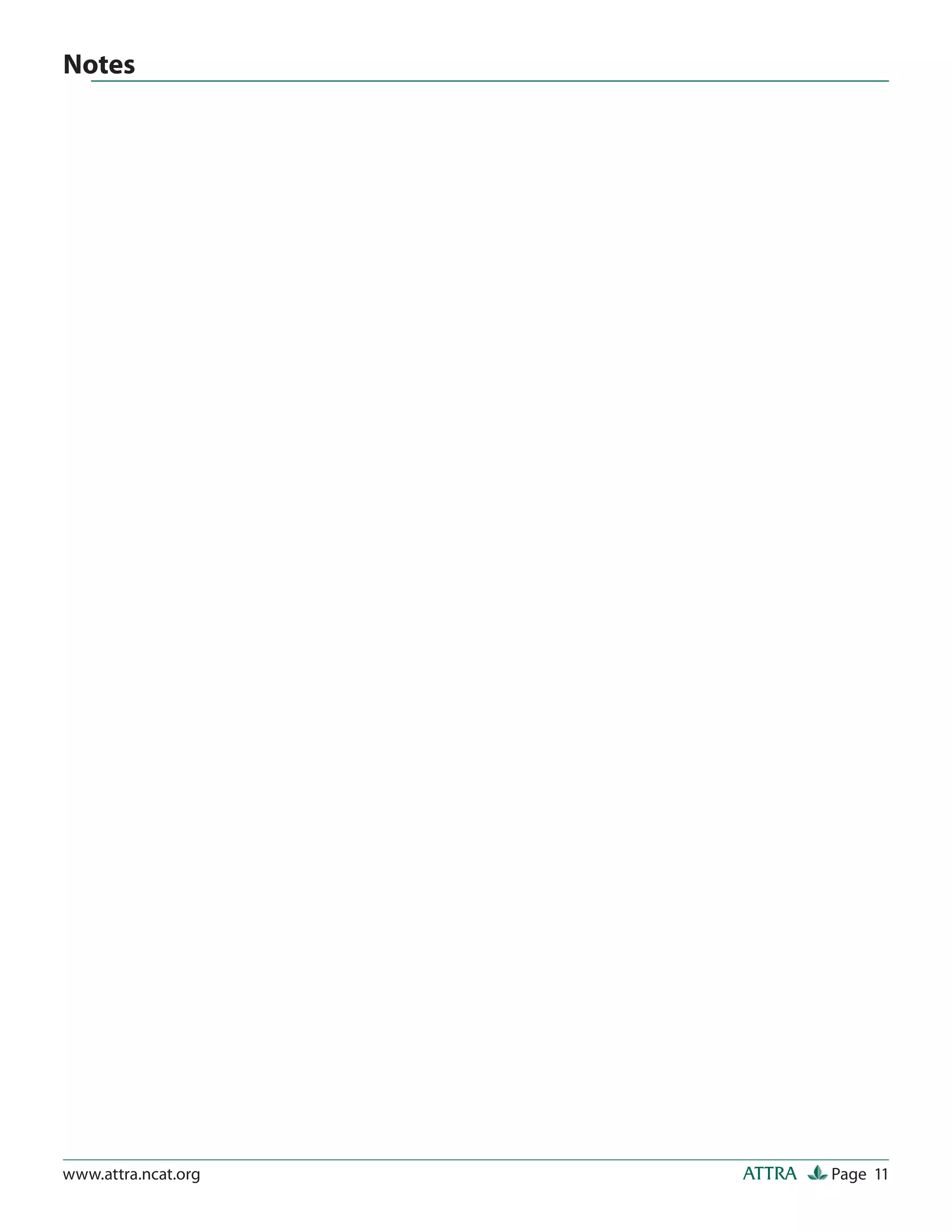 Notes




www.attra.ncat.org   ATTRA   Page 11
 