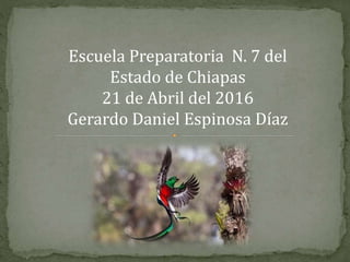 Escuela Preparatoria N. 7 del
Estado de Chiapas
21 de Abril del 2016
Gerardo Daniel Espinosa Díaz
 