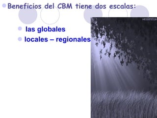 Beneficios del CBM tiene dos escalas: las globales  locales – regionales 