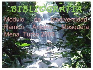 BIBLIOGRAFIA
Modulo    de   biodiversidad.
Ramón Antonio Mosquera
Mena. Turbo 2009.
 