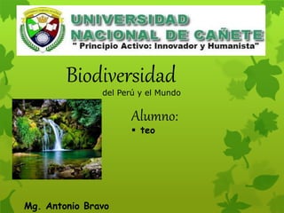 Biodiversidad
del Perú y el Mundo
Alumno:
 teo
Mg. Antonio Bravo
 