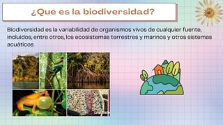 Biodiversidad es la variabilidad de organismos vivos de cualquier fuente,
incluidos, entre otros, los ecosistemas terrestr...