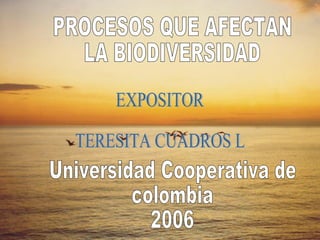 EXPOSITOR TERESITA CUADROS L Universidad Cooperativa de  colombia 2006 PROCESOS QUE AFECTAN  LA BIODIVERSIDAD 