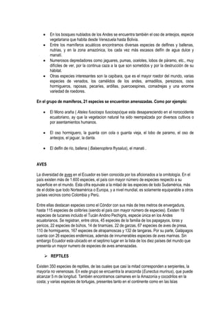 Biodiversidad del Ecuador | PDF
