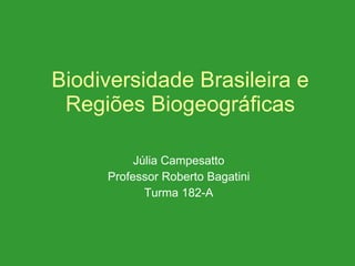 Biodiversidade Brasileira e Regiões Biogeográficas Júlia Campesatto Professor Roberto Bagatini Turma 182-A 