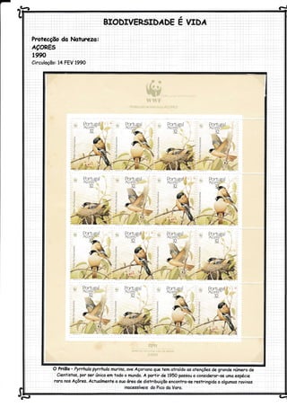 .i- d
Portusai
A..t Ês"
32
O Priôlo - Pyrrhula pyrrhula murina, ove Áçoriono gue tem otroído os otenções de gronde número de
Cientístos, Por ser único em todo o mundo. Á portir de 1950 passou a consideror-se umo espécie
roro nos Açôres. Actuolmente o sua óreo de distribuiçõo encontro-se restringido o algumos rovinos
inocessíveis do Pico do Voro.
uf9 Q1
Prcteçôo do Noturc,zo:
ÁçôRE9 rrr, :
1990
Circuloçõo: 14 FÊV 1990
 