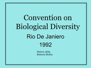 Convention on
Biological Diversity
Rio De Janiero
1992
History 3ES3
Rebecca Moline
 