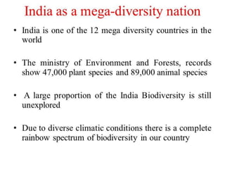 Biodiversity and its conservation india | PPTX