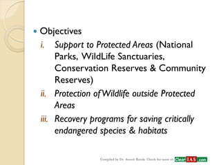 Biodiversity protection : Schemes by Government of India: By clearias.com