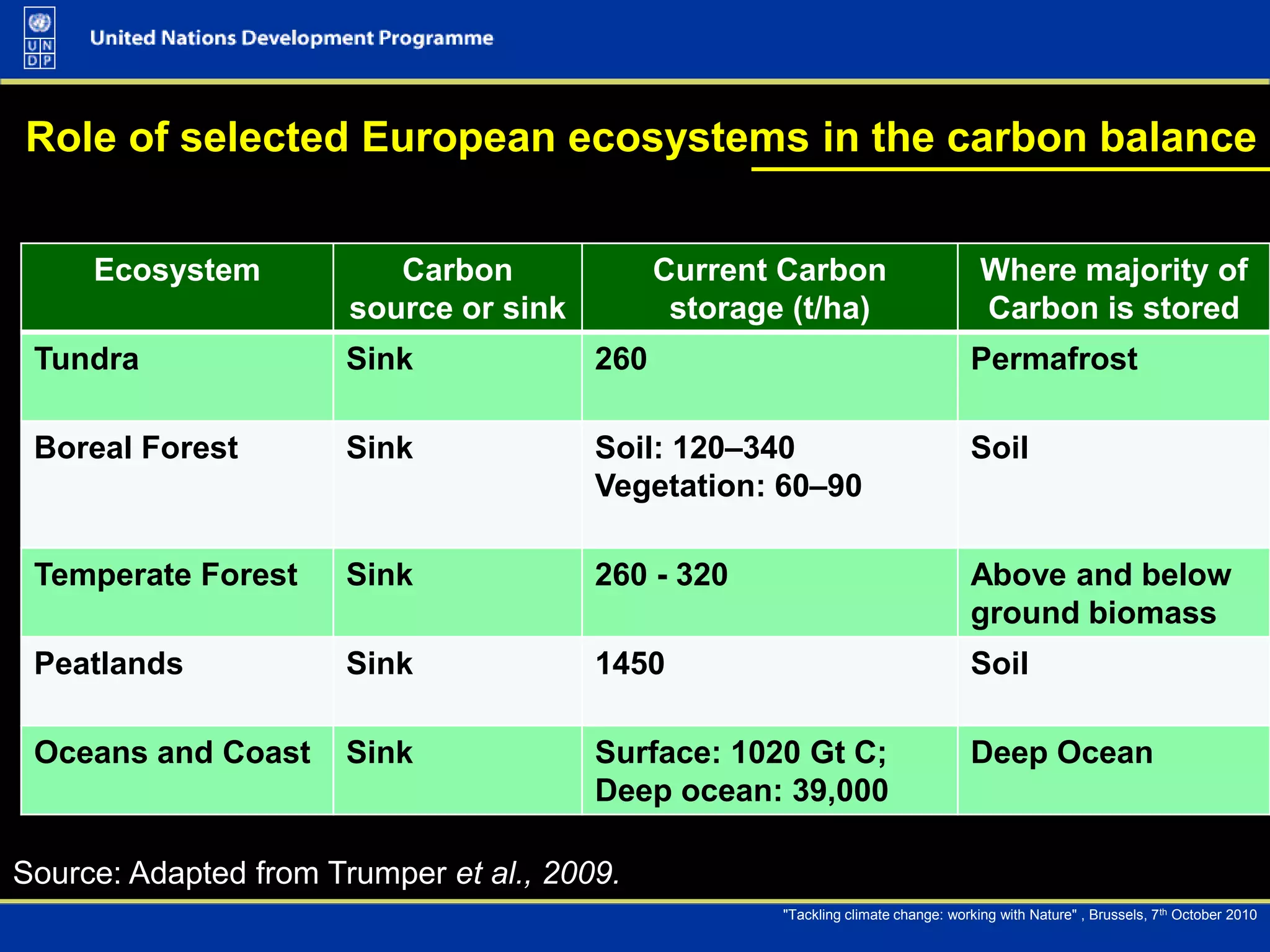 Provision of ecosystem services essential for human beingsEcosystem degradation:Reduces the C storage and sequestration capacity